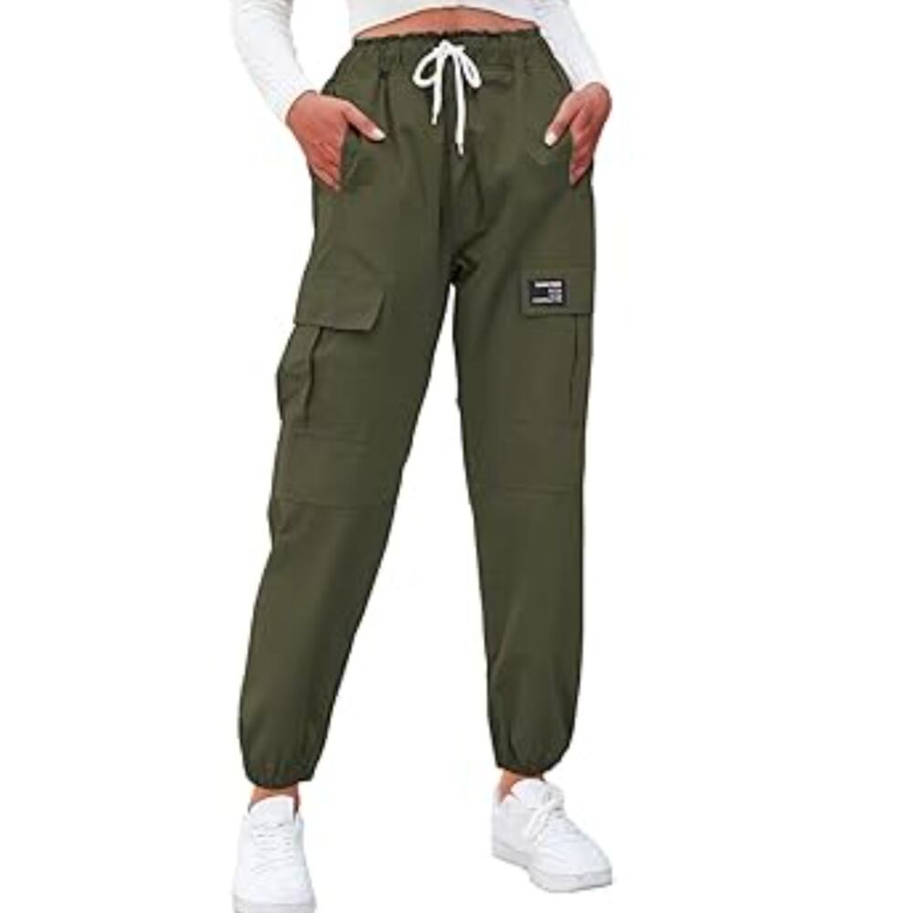 Women's Draw String Elastic Band Olive/Army Green… - image 1